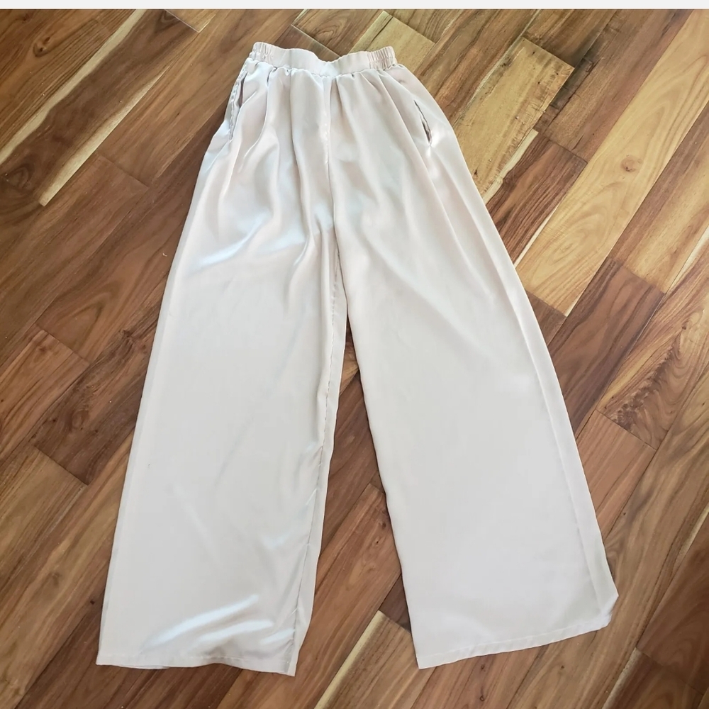 NWT Oh My Love OML london satin wide leg natural pant 6 - Picture 2 of 7